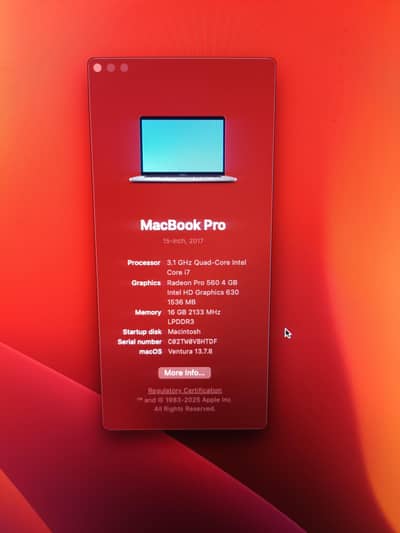 MacBook Pro 2017 16/2TB 4Gb graphic card