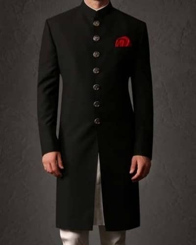 Black Sherwani Chest 17 length 40