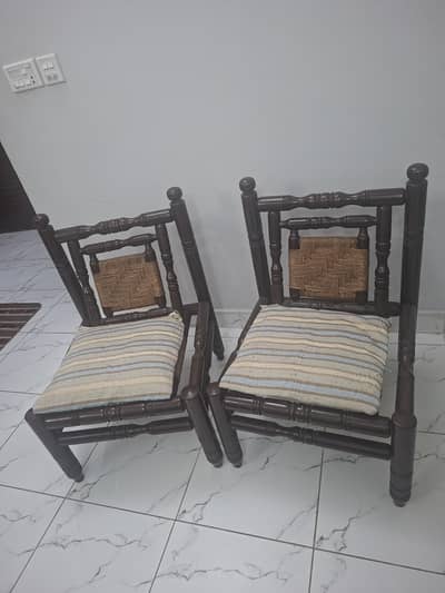 Vintage Wooden Sofa Set: 4 Pieces with Glass Table