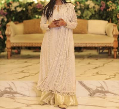 Luxury Maria B Style Net Maxi with 3D Floral Embroidery