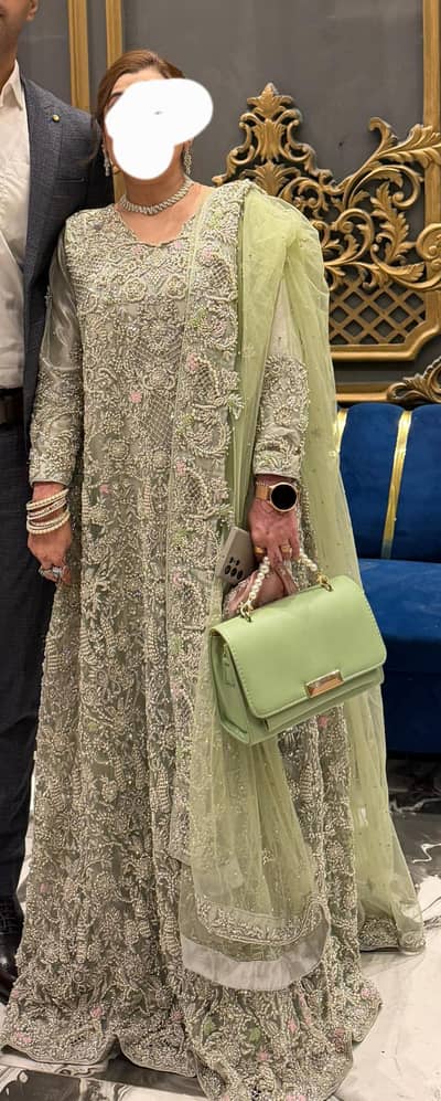 walima wedding Maxi - Mint Green and silver