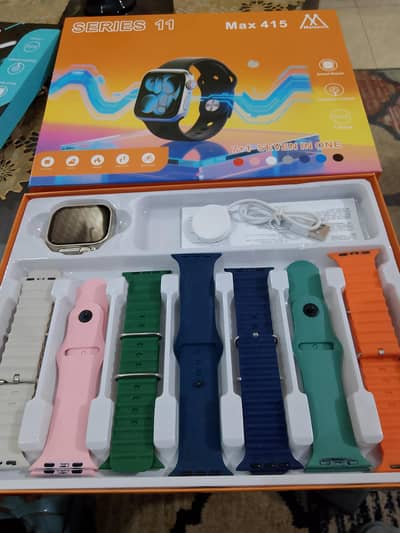 Series 11 Max 415 Smart Watch 7-in-1 with 7 Straps (Box Pack)