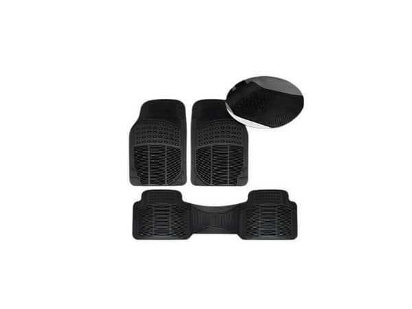 Universal 3 Piece Heavy Duty Black Rubber Floor Mats - Premium Quality 3 Piece Floor Car Floor Mats