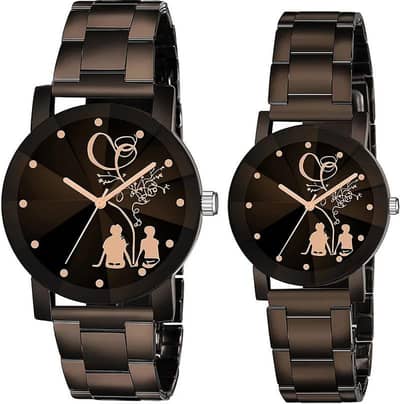 Stylish Black Unisex Couple Watches 2 Pcs Set