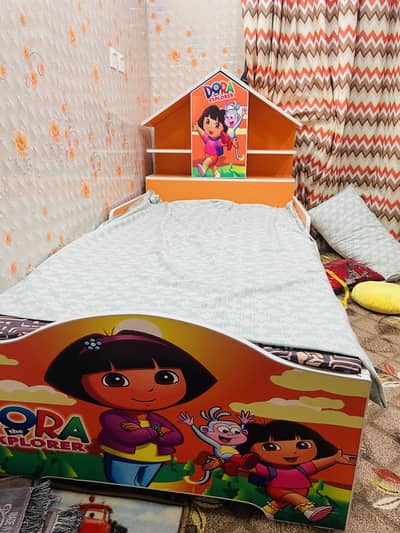 Kids bed with a wardrobe