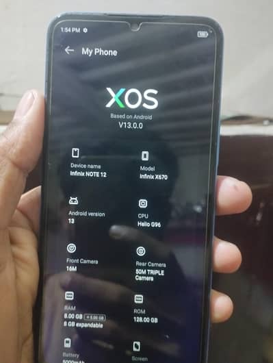 Infinix note 12 8 128 full box charger original panel change