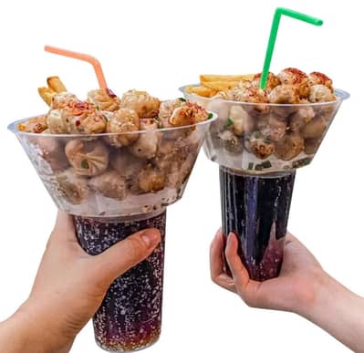 Imported Snack Bowl 700ml + 500ml PP Cup (2 in 1) Food Grade Snack Tub