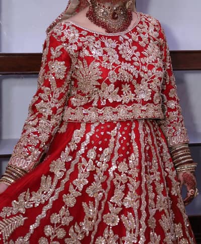Bridal Lehenga Red Colour Full Handmade Work