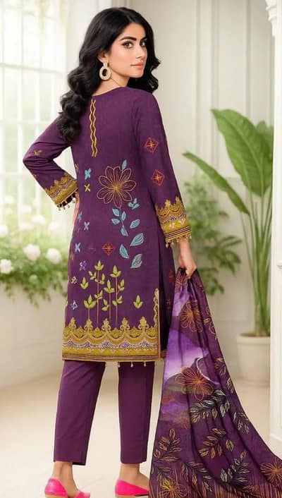 women lawn 3 piece embroidered and digital print