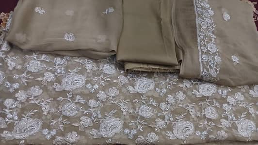 Embroidered Chiffon 3 Piece Suit