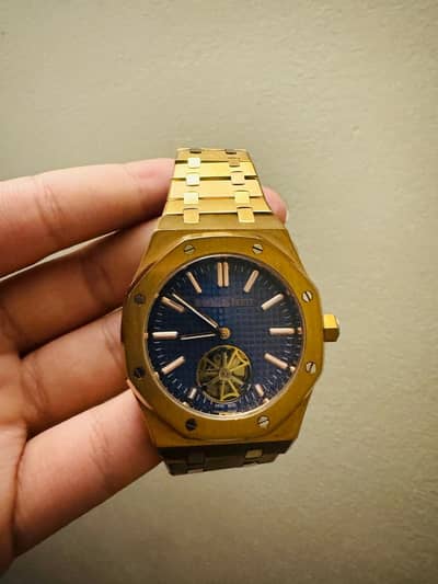 Premium Royal Oak rose gold automatic watch Blue inner dial