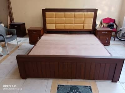 King size wooden bed side tables