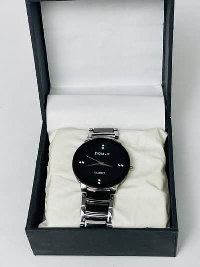 Men's Black Stainless Steel Quartz Watch
