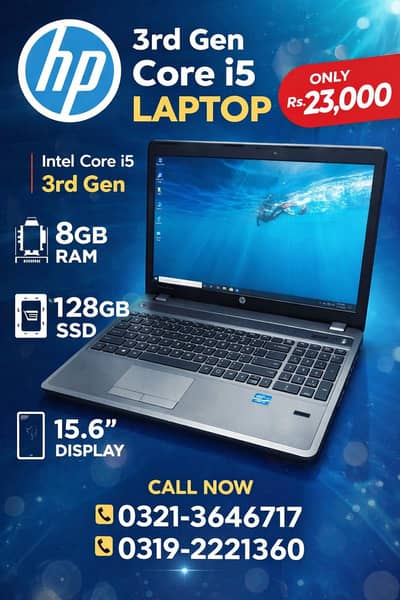 Hp probook, i5 3rd gen, 8gb ram, 500 hard