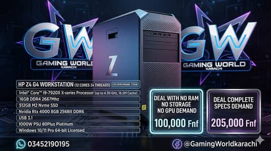 HP Z4 G4 Workstation Core i9-7920X 12Cores 24Threads Rtx 4000 8GB Ddr6