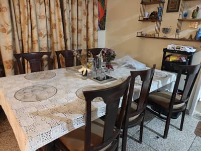 8 seater dining table with wooden chairs