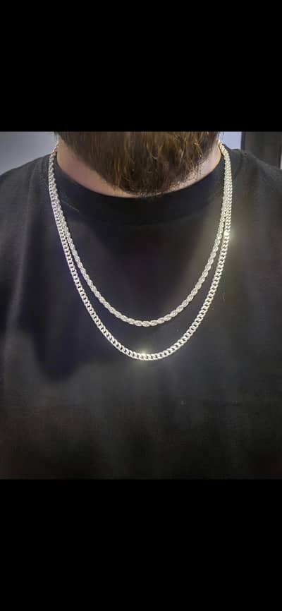 5mm 24 inch cuban chain / 4mm 22 inch diamond cut rope chain