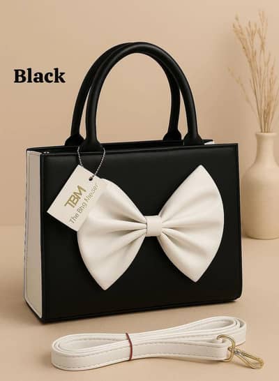 black girls leather bow shoulder bag "9×11"