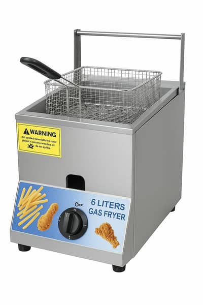 Importes 6 Liter Gas Deep Fryer Built-in Ignition Commercia S. Steel