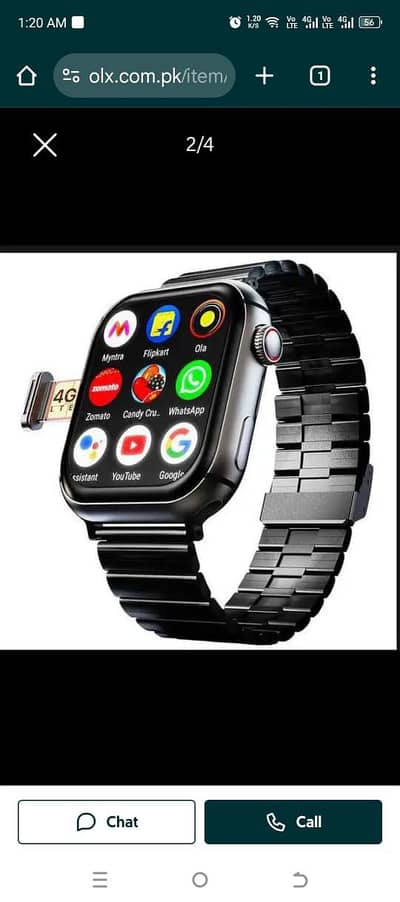 4G sim smart watch whtsapp 03471183690