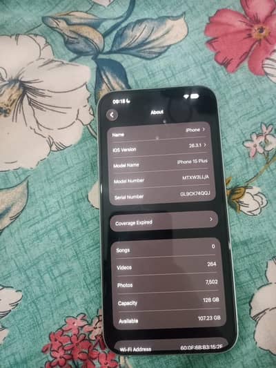 iphone 15 plus 128 jb JV 89 battery health