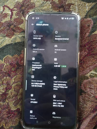 oppo A 52 4+1 128 exchange posible pannal changee but aplus