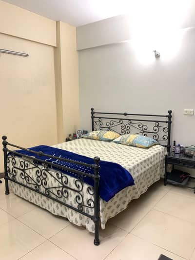 Iron King Size Bed with Mattress For Sale