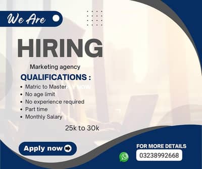 Male and female staff required for home Base and office base.