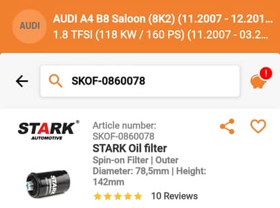 Audi + Haval Oil Filter