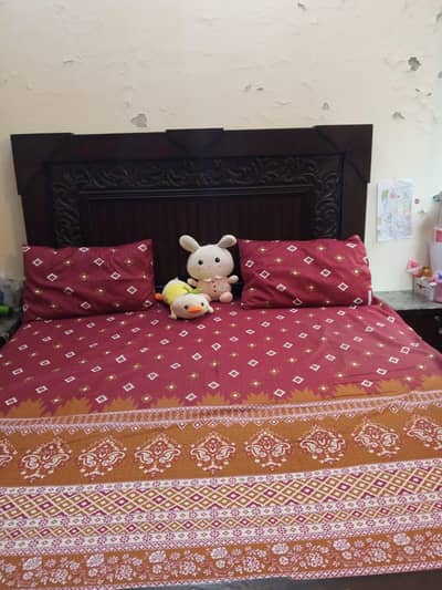 King Size bed with side tables and Matress