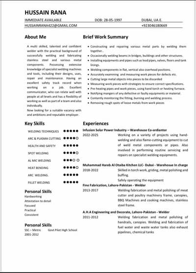 Tig welder & fabricator