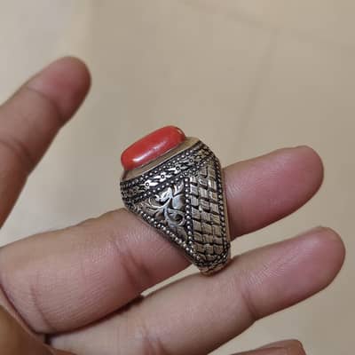 Marjan Coral ring silver gemstone