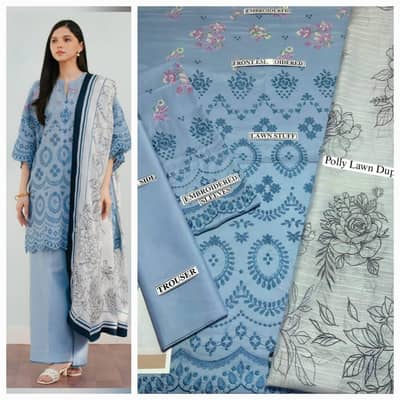 Alvion 3pc Heavy Embroidered lawn articlea
