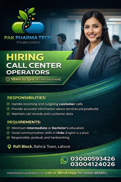 Call Center Agents | CSR Jobs Staff | Jobs in Lahore