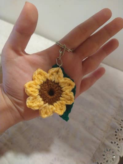 Crochet Sunflower Keychain