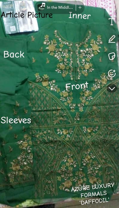 Original Azure Luxury Daffodils, Formal Unstitched Shirt Piece