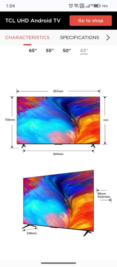 TCL Google TV 43", UHD. 4K. 10/10 Condition (Google+LED+Android Tv)