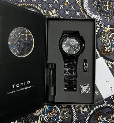 TOMI T-307 New Men's Luxury Business Watch Gift Box Set