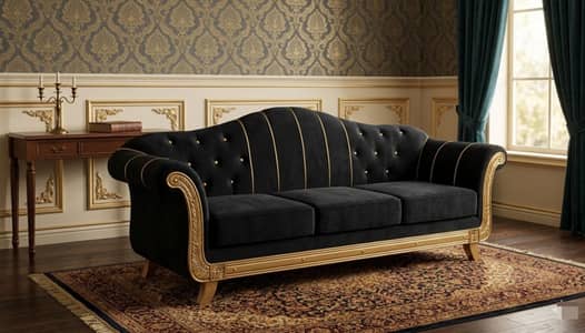 6 seater sofa set black valvet poshish