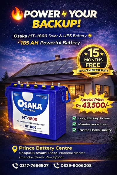 OSAKA HT-1800 Tubular Pro Max | Reliable UPS & Solar Battery