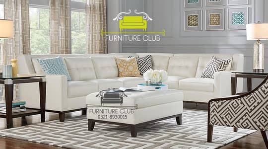 L Shaped Corner Sofa Set - Modern Style- Solid Wood Sofa