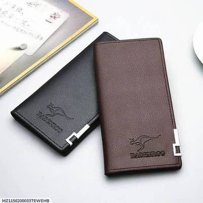 Men's PU Leather Bi-Fold Wallet Brown Black Slim