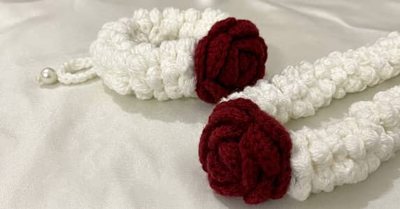 crochet gajray pair , gajray for girls , crochet rose gajray for girl