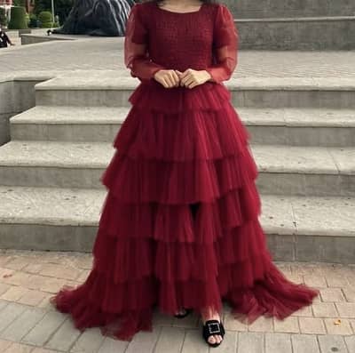 Red Flare Dress Gown - Party / Farewell/ Prom