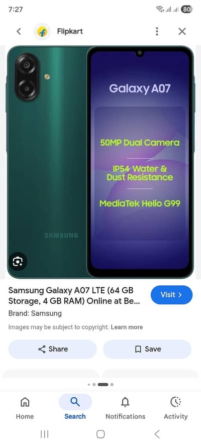 Samsung A07. full box.