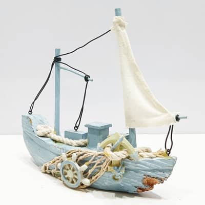 Vintage Wooden Handmade Greek Boat | Hand-Painted