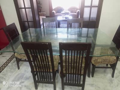 6 seater glass top dinning table