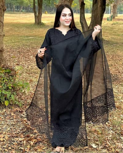 Premium Black Embroidered Lawn for Your Special Days