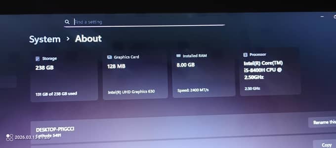 Laptop core i 5 8400H