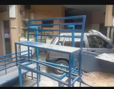 Steel bench or chairs with marble table